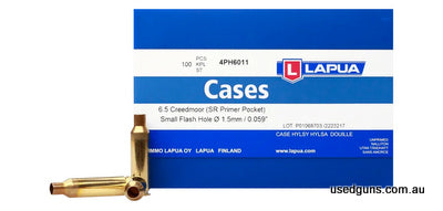 Lapua 6.5 Creedmoor brass with Small Rifle Primer Pocket. Box of 100. Very limited stock. $15 post Australia Wide.