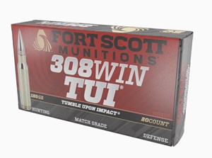FORT SCOTT
MUNITIONS
308WIN, 150GR, TUI
AMMUNITION

$89.90 /PER 20