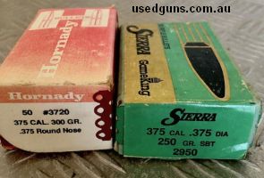 Projectiles .375 cal Hornady 300 grn Round Nose #3720 PLUS Sierra .375 cal 250 grn SBT #2950 98 projectiles in total no longer required. Correct license require