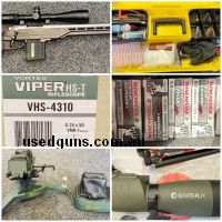 Comes with bench rest gear, 200 rounds of ammo all factory loads. Spotting scope. Cleaning box with cleaning gear. Awesome scope very clear. Heavy Barrel. After