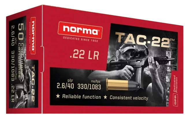 NORMA 22LR TAC-22 40GR LRN 330M/S (1083FPS) (500 BRICK)