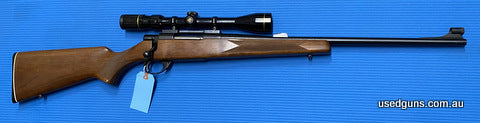 Was $895 now &695. Good condition CMC Australia Mountaineer in 222 Rem. Has a Nikko Stirling Gold Crown 4-12x40 mounted. Retains its open sights. Woodwork in ve