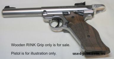 NB Ruger MkIV pistol is for illustration purposes only !!!!! Deluxe Walnut RINK Universal Symmetric Grip with Finger Grooves that I purchased direct from the Ri