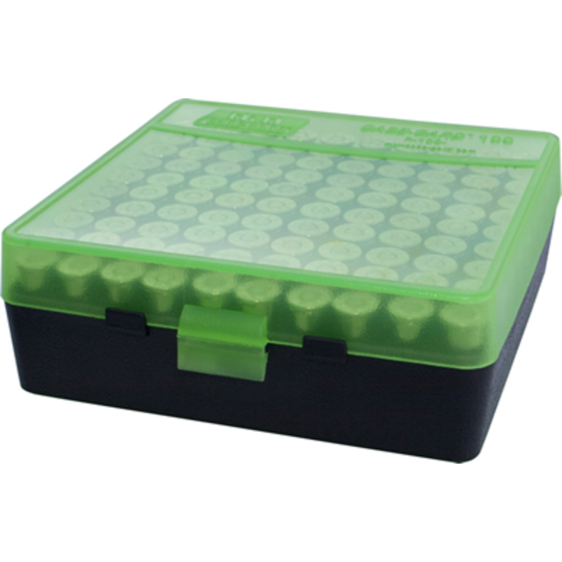 MTM 100 Round Hinged Top Ammo Box 9MM CL Blue
