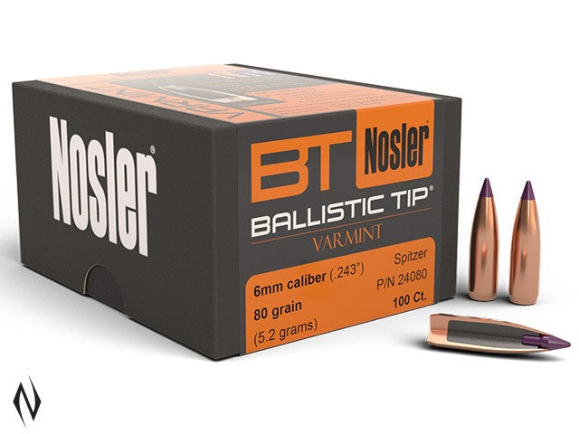 NOSLER 243 80GR BALLISTIC TIP 100PK