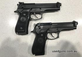 A pair of matching Betetta pistols with consecutive serial numbers. Suit a collector or IHMS shooter. 6X mags and original cases.