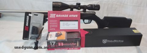 Savage B17 17 HMR 20 inch stainless varmint barrel.  Excellent condition.  selling to make room in safe for another military rifle . This is a very accurate rif