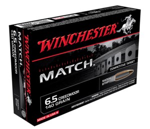 WINCHESTER
S65CM
MATCH
6.5 CREEDMOOR, 140GR , HPBT
AMMUNITION

SPECIAL
$39.90 /PER 20
$199.50 /PER 100
$399/ PER 200