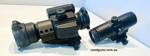 Matched pair of Vortex Strikefire ii and VMX3T swing away magnifier - both in great condition and perfect height for a Warwick Wfa1L or Taipian X etc. Price inc