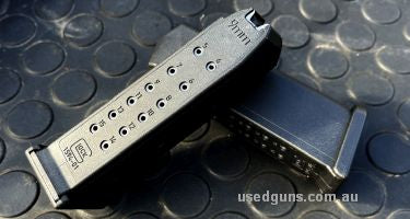 2 x 15 round Glock 19 9mm Mags/ New & unused. Appropriate licence required. Price includes express postage.