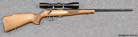 Anschutz Model 1515-1516 in 22 WMR in good condition. Would be very good condition but the rifle is missing its original open sights. The metal work is in very 
