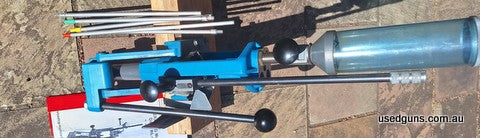Dillon 450 Reloading Press with manual, Primer loading tubes, Powder dispenser, index set up for 9mm & 38 Super etc. buyer to pay freight costs