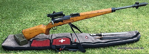 Fully matching Swiss ZfK-55 mil sniper rig. LAST ONE. Non-import stamped, not a US imports. This model was introduced in the mid-1950s as a sniper derivative of