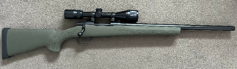 HOWA 1500 in 308 Win, 20 inch heavy barrel, Threaded in 5/8"-24, 1:10 twist, Bushnell 3-12 Scope, fired less than 100 rounds. Text To view more photos.