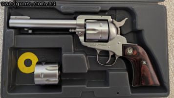 Ruger Blackhawk Stainless with 5.5 inch barrel. Calibre 357 Magnum with 9mm conversion cylinder. Suit new buyer in excellent condition. Shot approx 70 rounds of