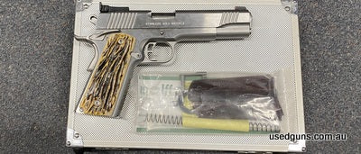 Very good condition Kimber Stainless Gold Match II in 9mm. Comes cased with spare grips. $30 post to your dealer Australia Wide except regional WA. 2 month lay-