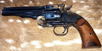 Very good condition Uberti Schofield with 5" (127mm) barrel in 45 Colt. Bright blue and case hardened finish. Shipping and transfers not included.