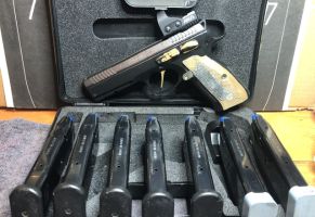 CZ Shadow 2, seven MEC-gar mags, Red Hill Tactical holster and mag pouches. Has a 9lb recoil spring, 8lb main spring. Reduced firing pin spring. Extended firing