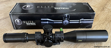 Bushnell 4.5-30x50mm XRS Extreme Range Scope with Horus H-59 reticle, FFP and .1Mil click value. In as new, unmarked condition. Complete with American Defence Q