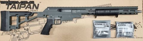 Limited numbers in stock for immediate delivery. The new Taipan X combines a spring assisted pump action with a straight pull bolt all in one. $65 freight to yo