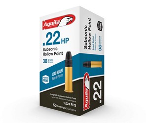 AGUILA
1B220268
SUBSONIC
22LR, 38GR, LEAD 
HOLLOW POINT
1024 FPS

$8.95 /PER 50
$80.55 /PER 500
$152.15 /PER 1000