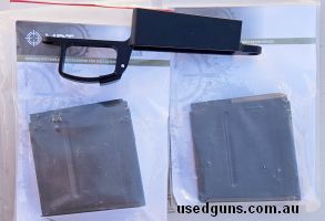 Brand new Atlasworxs bottom metal to suit Remington 700 platform, comes with both type release levers, Also comes with two brand new steel mdt magazines (3.715 