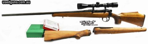 Lithgow SMLE mkIII sporterised 22K Hornet comes with Tasco variable, Dies and spare stock as per picks. Overnight airfreight from WA can be arranged to a dealer