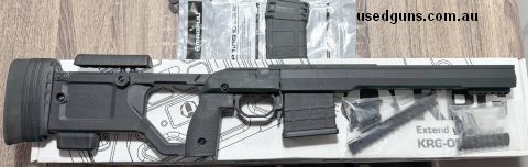 KRG X-Ray chassis for Remington 700 (and clones) short action. Great condition, comes with action screws, picatinny rails, KRG extended bolt handle, 1x MDT 10 s