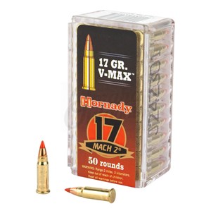 HORNADY
H83177
VARMINT
17 MACH 2, 17GR, V-MAX
POLYMER TIP 
AMMUNITION

$21.90 /PER 50
$197.10 /PER 500