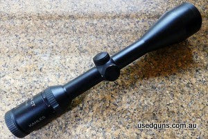 Made in Austria, 1" alloy tube, 4A reticle, fast focus ocular, 1/4" click adjustments. A few minor cosmetic finish blemishes but over-all very good condition. S