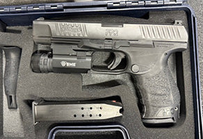 Cased with 2 magazines and the green laser light with brand new battery. It has no major scratches on metal , its only listed as good condition because it needs