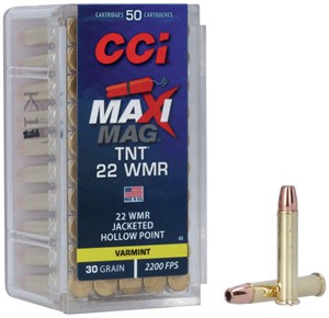 CCI 
C63 
MAXI MAG TNT
22WMR, 30GR, JHP, 
AMMUNITION

$42.90 /PER 50
$365 /PER 500