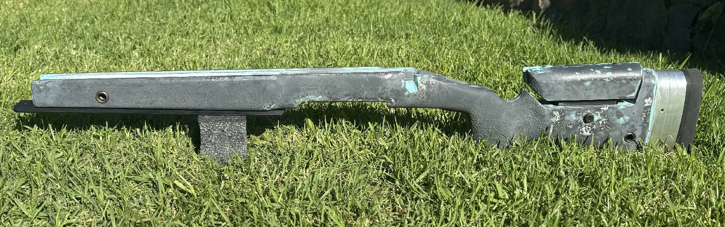 Browning X-Bolt McMillan A3-5.  Short Action. This stock has a left hand inlet, however with a bit of simple gunsmithing, the bolt notch could easily be changed