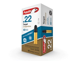 AGUILA
1B220514
TARGET COMPETITION
22LR, 40GR, STANDARD VELOCITY
LEAD SP
1080 FPS

$10.95 /PER 50
$98.55 /PER 500
$186.15 /PER 1000
jcaguil