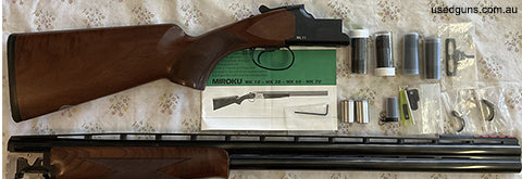Includes 6 x chokes (full set plus spares), 2 x sets of front sights, 2 x spare triggers, snap caps, gun bag, gun sock, and postage (not WA).