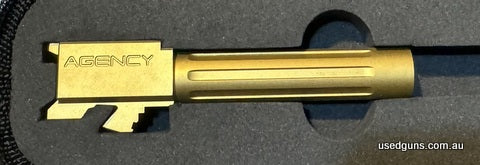 Glock 19 Agency Arms barrel, fluted, TIN (gold) colour.