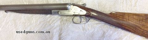 T.Bland and Sons side lock non ejector produced approx. 1883. It is a top lever cocking gun with 30 inch Damascus barrels choked approx quarter and cyl. It is o