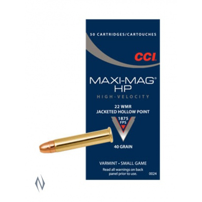 CCI 22WMR MAXI MAG HP 40GR JHP 50 PK 1875FPS