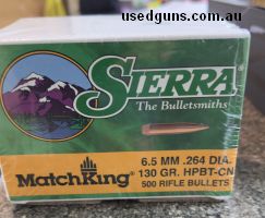 Sierra 6.5mm 130 SMK HPBT #1729 1 x 500 pack + 3 x 100 pack + 1 x 60 opened pack Total Qty 860 $600 plus post