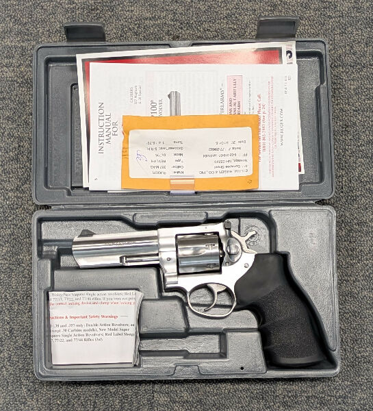A Ruger GP100 in 357 Magnum in excellent condition. This handgun comes in original Ruger grey hard plastic case with instructions. Please quote CW/451 when enqu