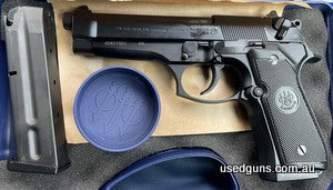 Excellent condition Beretta 92FS in original box with 2 x 10 round magazines. Has been shot once (50 rounds) and never used since due to just being to busy with