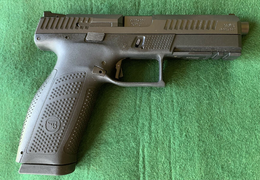 CZ P10-F.  I have move out of town and struggle to get to the range.  Not to mention failing eyesight.  So I’m focusing on LR rifle shooting.  Gun has fired 500