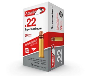 AGUILA
1B220298
SUPERMAXIMUM 
22LR, 30GR, HYPER VELOCITY
COPPER PLATED SP
1700 FPS

$15.90 /PER 50
$143.10 /PER 500
$259 /PER 1000