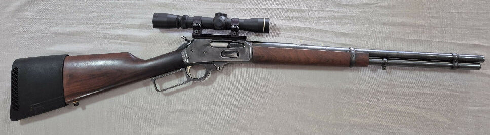 Marlin 336 in 30-30. Some marks from being carried in the field. Metalwork in great condition. Side extension on hammer spur. No corrosion.