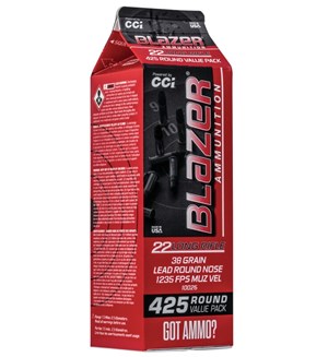 CCI
C10026
BLAZER POUR PACK
22LR, 38GR, LRN
1235 FPS
AMMUNITION

SPECIAL 
$59.90 /PER 425
$455 /PER 3400