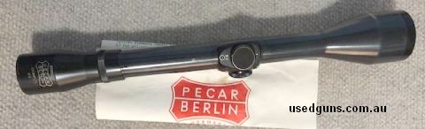 Pecar Berlin Champion 8x45 scope. Brilliant German optics service checked ready for use on any rifle. Steel 1" tube with popular No 10 plex reticle. Phone 04298