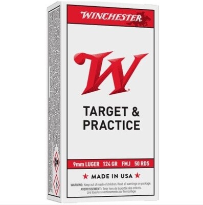 WINCHESTER USA9MM TARGET & PRACTICE 9MM, 124GR, FMJ AMMUNITION