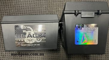 Hornady 300 Blackout 110gr V-Max ammo Cans. 200 Rounds in an MTM can just $349. In store PIck-up only. 2 month lay-by available with a 20% Deposit.