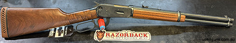 American made Winchester 94 Trapper angle eject in .44 Magnum. gun is in very good condition, has one or two blemishes on reiver, lever is slick and locks up ti
