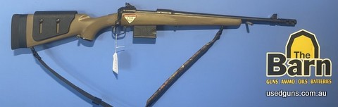 Savage model ll Scout 308W in good condition. has a 18 inch barrel, muzzle brake, 10 round magazine and open sights. Bore is in very good condition. A few minor